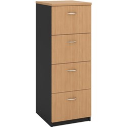 OM FILING CABINET 4 DRAWER W468 x D510 x H1320mm Beech Charcoal