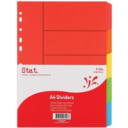 STAT DIVIDER A4 MANILLA BRIGHT Assorted 5 Tabs