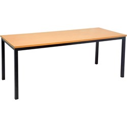 Rapidline Steel Frame Table 730Hx1200Wx600mmD Beech Top Black Frame