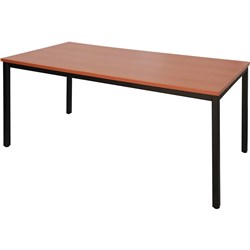 Rapidline Steel Frame Table 730Hx1200Wx600mmD Cherry Top Black Frame