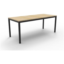 Rapidline Steel Frame Table 730Hx1200Wx600mmD Natural Oak Top Black Frame