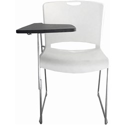 K2 NTR Pixie Lecturer Visitor Chair White With Black Tablet Arm White