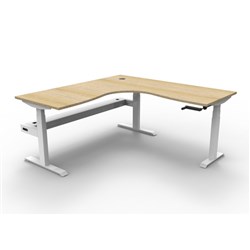 Rapidline Boost Manual Height Corner Workstation + Cable Tray 1500/1500W x 705-1155mmH