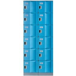 Steelco ABS Plastic Locker 6 Door Bank Of 2 760W x 500D x 1940mmH Assorted Colours