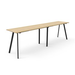 Rapidline Eternity High Bar Table 3600W x 750D x 1050mmH Natural Oak Top Black Frame