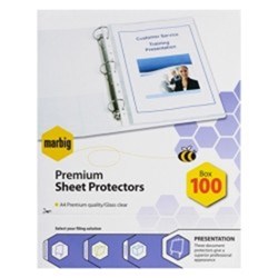 MARBIG PREMIUM SHEET A4 PROTECTORS MEDIUM BX100