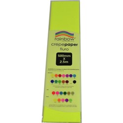 RAINBOW FLURO CREPE PAPER 500mmx2.5m Yellow