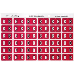 SHEET CODE LABEL ALPHA B LATERAL SIDE TAB 30 LABELS/SHT 180 LABELS PK5