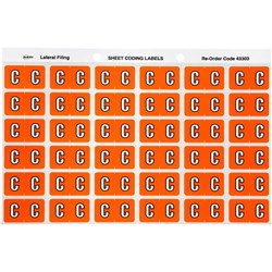 SHEET CODE LABEL ALPHA C LATERAL SIDE TAB 30 LABELS/SHT 180 LABELS PK5