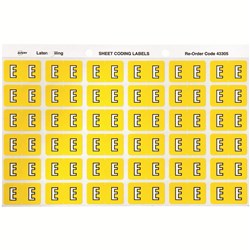 SHEET CODE LABEL ALPHA E LATERAL SIDE TAB 30 LABELS/SHT 180 LABELS PK5