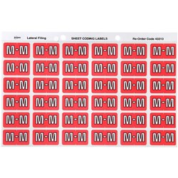 SHEET CODE LABEL ALPHA M LATERAL SIDE TAB 30 LABELS/SHT 180 LABELS PK5