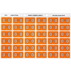 SHEET CODE LABEL ALPHA O LATERAL SIDE TAB 30 LABELS/SHT 180 LABELS PK5