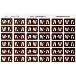 SHEET CODE LABEL ALPHA W LATERAL SIDE TAB 30 LABELS/SHT 180 LABELS PK5