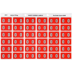 SHEET CODE LABEL NUMERIC 0 LATERAL SIDE TAB 30 LABELS/SHT 180 LABELS PK5