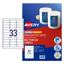 AVERY REMOVABLE MULTI PURPOSE LABELS 959152 64x24.3MM