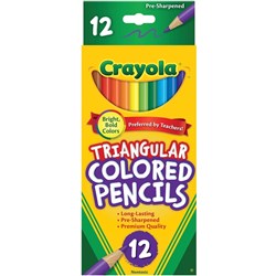 CRAYOLA TRIANGULAR PENCILS 12 Full Size Colored