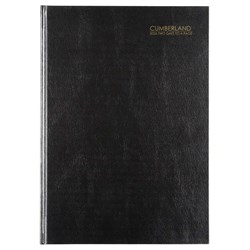 CUMBERLAND CLASSIC DIARY 2 Days To Page Casebound A4 Black - 2021