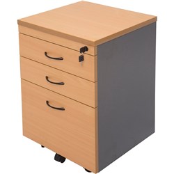 Rapidline Melamine Mobile Pedestal 2 Personal Drawer 1 File Drawer Beech Ironstone