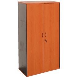 Rapidline Melamine Full Door Stationery Cupboard 1800Hx900W x450D Cherry and Ironstone