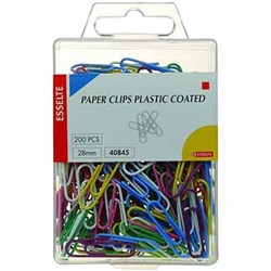 PAPER CLIPS 28MM COATED COLOUR BX200