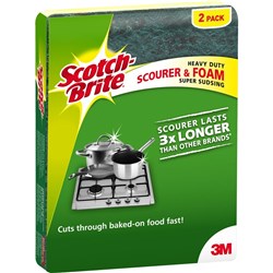 SCOTCH-BRITE SCOURER SPONGE HEAVY DUTY PK2