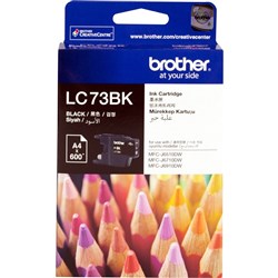 BROTHER LC73BK INKJET H/YD BLK Suit J6510dw/6710/6910 600 Pgs