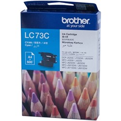 BROTHER LC73C INKJET H/YD CYAN Suit J6510dw/6710/6910 600 Pgs