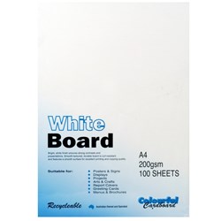 COLOURFUL CARBOARD WHITE PASTEBOARD A4 200 GSM - 3 SHEET