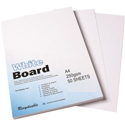 COLOURFUL CARBOARD WHITE PASTEBOARD A4 250GSM -4 SHEET PK50