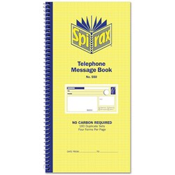 SPIRAX MESSAGE BOOK #550 4TV TELEPHONE