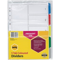 MARBIG DIVIDERS PVC A4 5 TAB