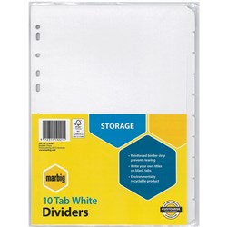 DIVIDER A4 MARBIG 10 TAB CARD WHITE 37400F