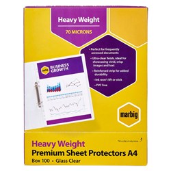 MARBIG A4 HEAVY DUTY SHEET PROTECTOR BX100 70MICRON