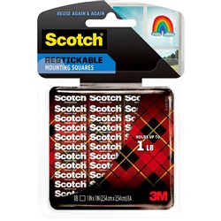 SCOTCH R100 MOUNTING TABS R/useClear 25.4X25.4mm 18 Tabs