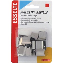 ESSELTE NALCLIP REFILLS Large 15x13x6mm 60 Sht Cap. PK25