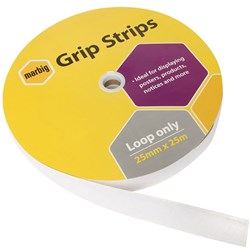 MARBIG GRIP FASTENERS LOOP ONLY 25MM X 25M STRIP ROLL VELCRO
