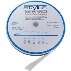 STYLUS 3421 HOOK FASTENER White 25mmx25m ROLL