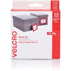 VELCRO DOTS HOOK ONLY SELF ADHESIVE PK125 22MM