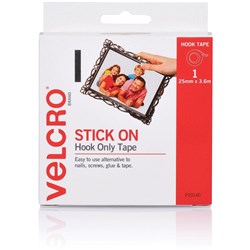 VELCRO STRIP HOOK ONLY SELF ADHESIVE 25mmX3.6m