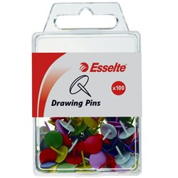 DRAWING PINS ASST COLOURS PK100