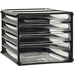 ESSELTE FILING DRAWERS A4 Clear 4 Drawers Black Shell