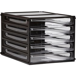 ESSELTE FILING DRAWERS 5 Clear Drawers A4 Black Shell