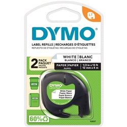 DYMO TAPE LETRA PAPER 12MMx4M WHITE 2PK S0792630