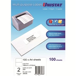 LABELS 148x210 UNISTAT 2/A4/100  CODE: 38938