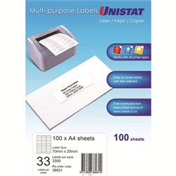 LABELS 70x25 UNISTAT 33/A4/100