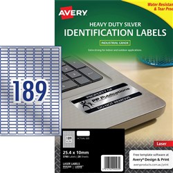 HEAVY DUTY SILVER LASER LABEL L6008 189UP PK20