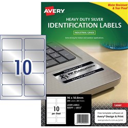 HEAVY DUTY SILVER LASER LABEL L6012 10UP PK20