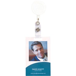 REXEL RETRACTABLE CARD HOLDER W/Strap 750mm White