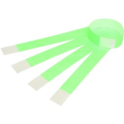 REXEL WRIST BANDS W/Serial Number Fluoro Green PK.100