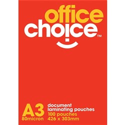 OFFICE CHOICE LAMINATING POUCHES A3 80 MICRON
